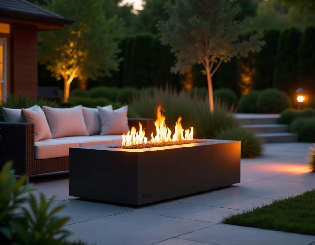 Garden Rectangular Gas Fire Pit, Outdoor living space, Eco-Friendly Gas Fuel