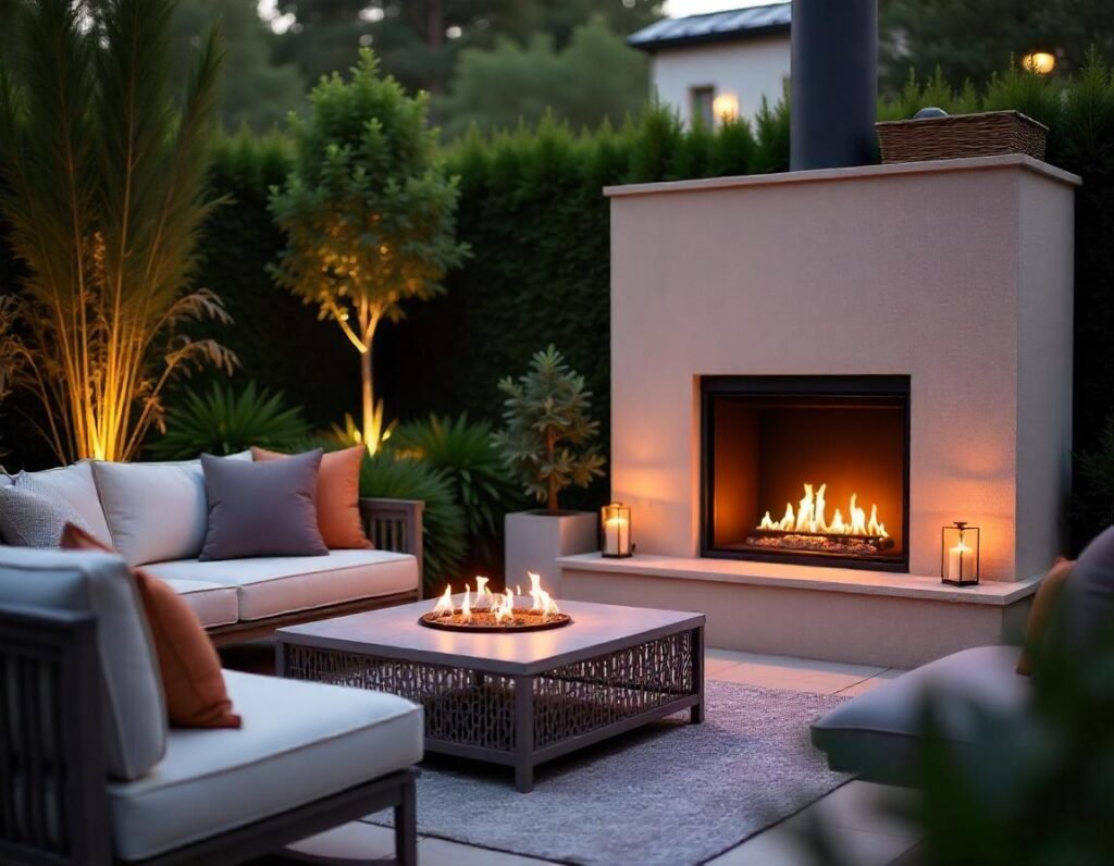 Modern Design Outdoor Gas Fireplace, Outdoor gas fireplace, Eco-friendly Gas Fuel, Cozy Lounge