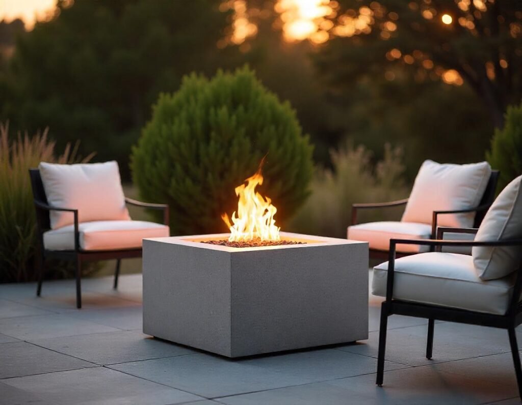 Modern Style concrete propane fire pit, EOS Fire Propane Fire Pit, Contemporary Design, Portable Design
