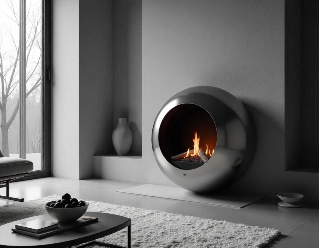 Stainless Steel Oval Sphere Biofuel Fireplace, Eco-friendly warmth, Bioethanol fuel, Outdoor Patios, EOS Fire