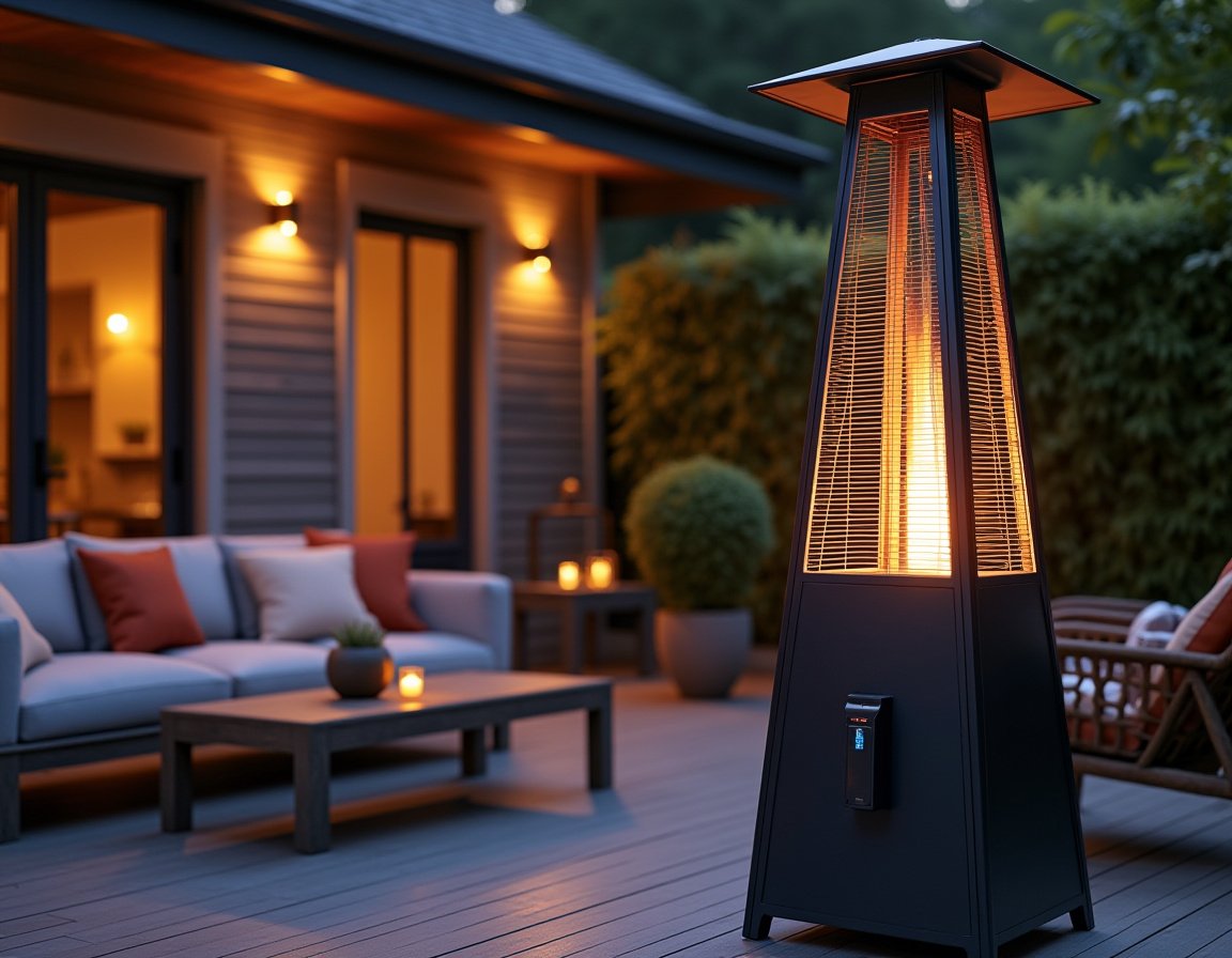 EOS Fire Black Pyramid Patio Heater, Ethanol patio heater, Eco-Friendly Ethanol Fuel, Outdoor heating, Pyramid patio heater, Clean-burning